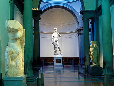 David, sculptor Michealangelo, Original Galleria delAcademia, Florence, Tuscany, Italy-stock-photo